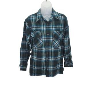 Vintage Pendleton Virgin Wool Men's Flannel Shirt Size M   DAMAGED A FEW HOLES